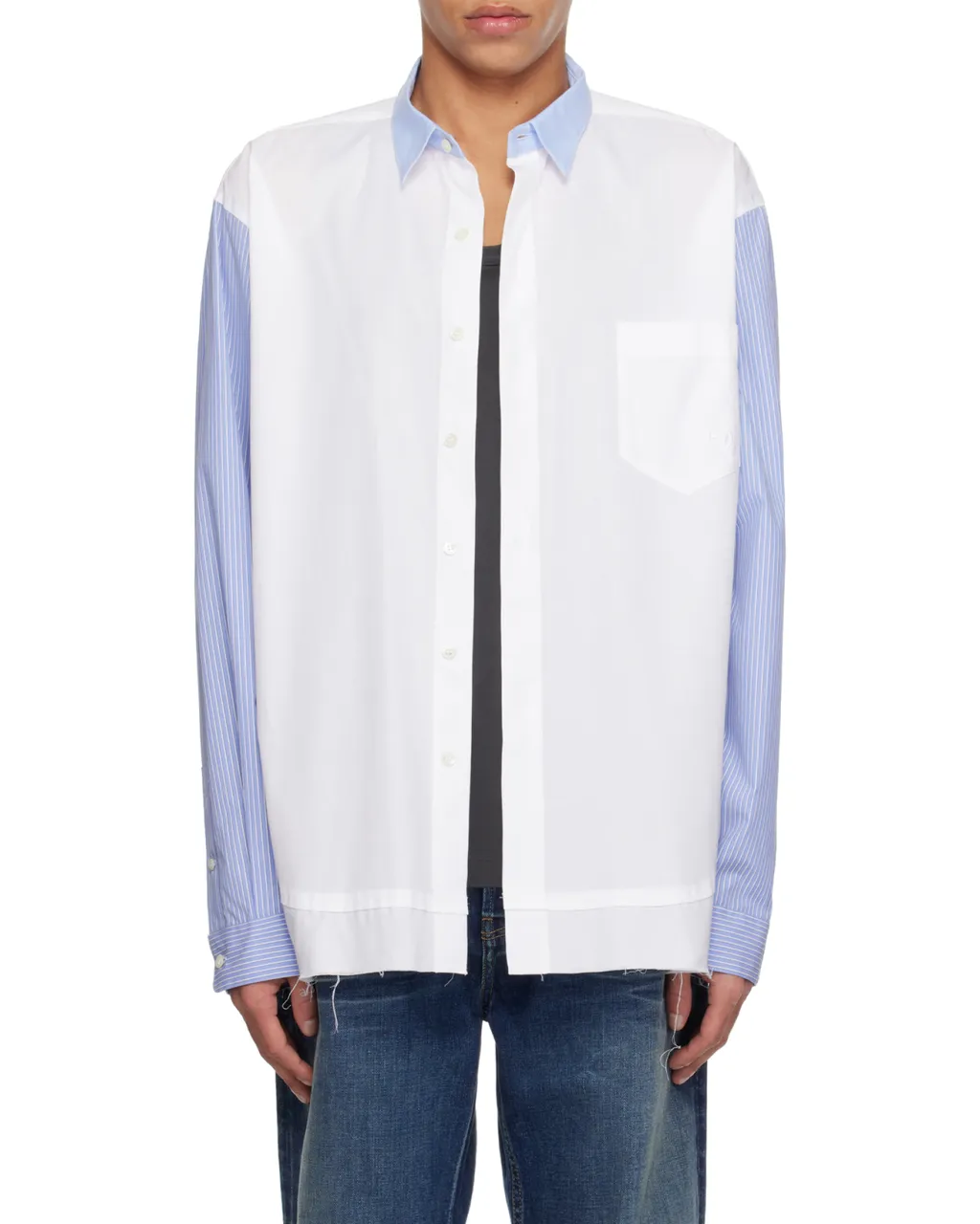 Striped-Panel Shirt