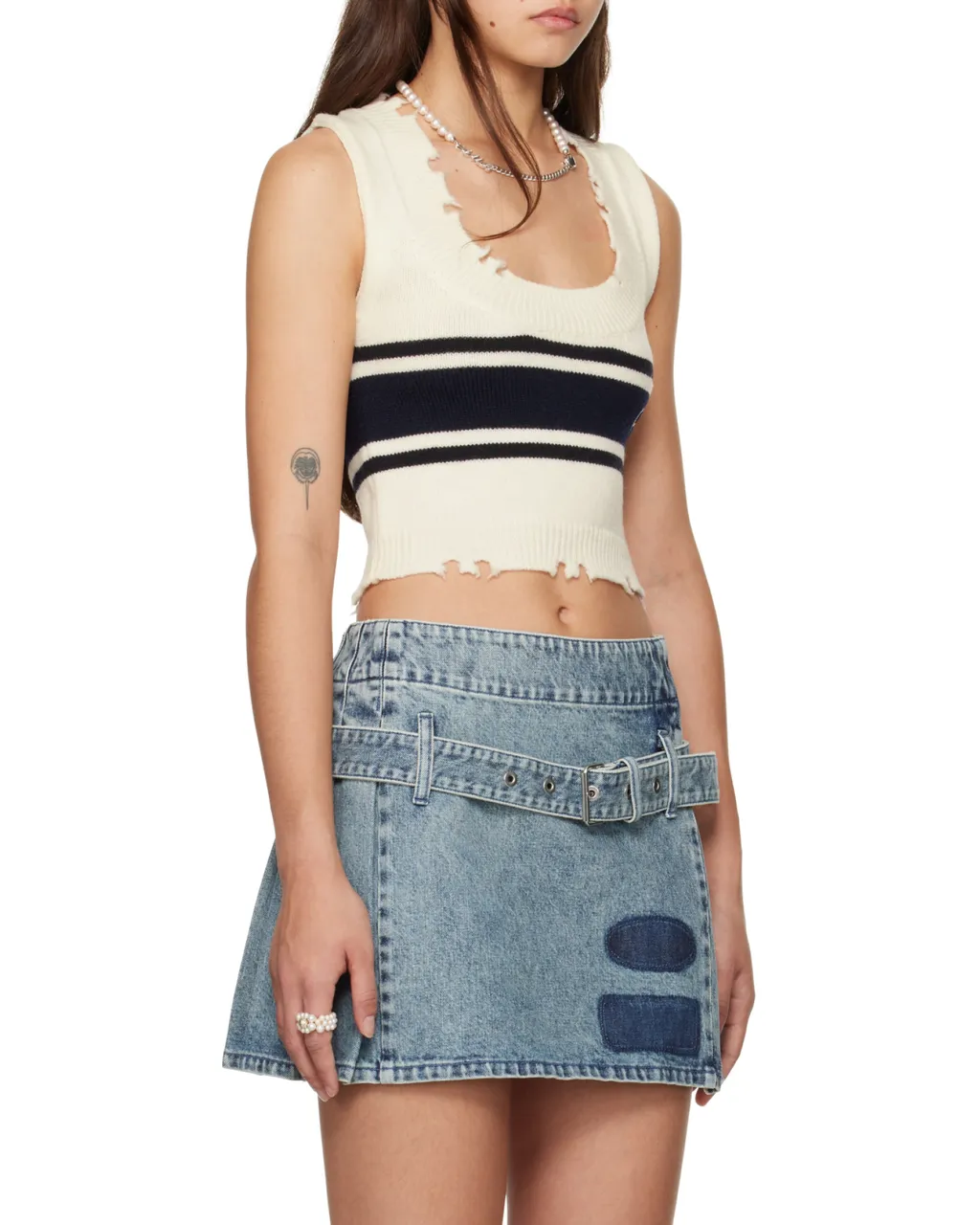 Raw-Cut Knitted Top