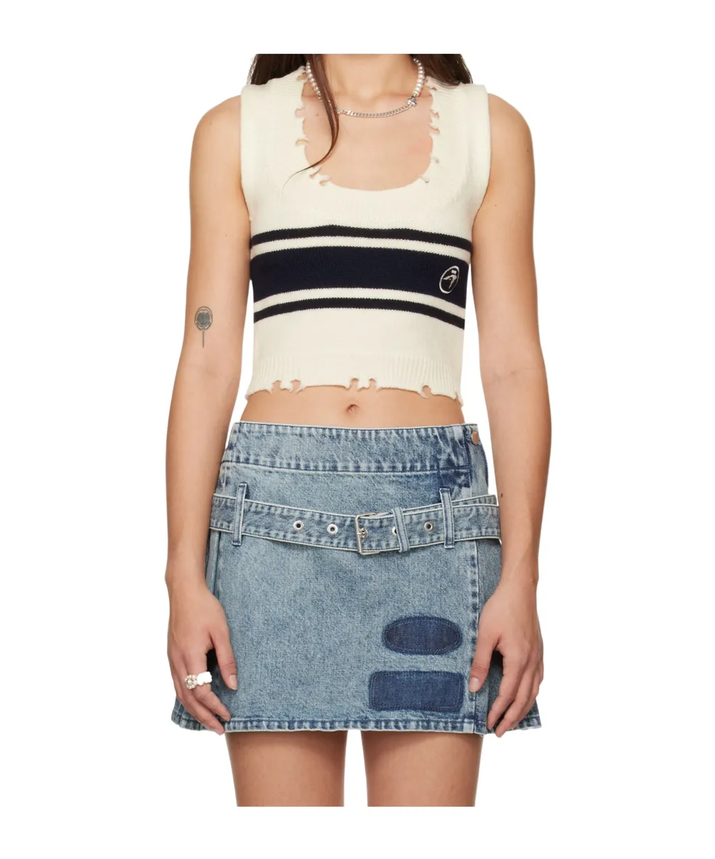 Raw-Cut Knitted Top