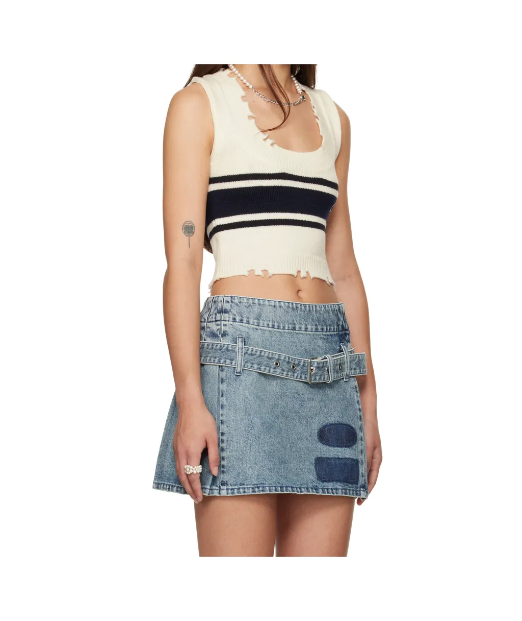 Raw-Cut Knitted Top