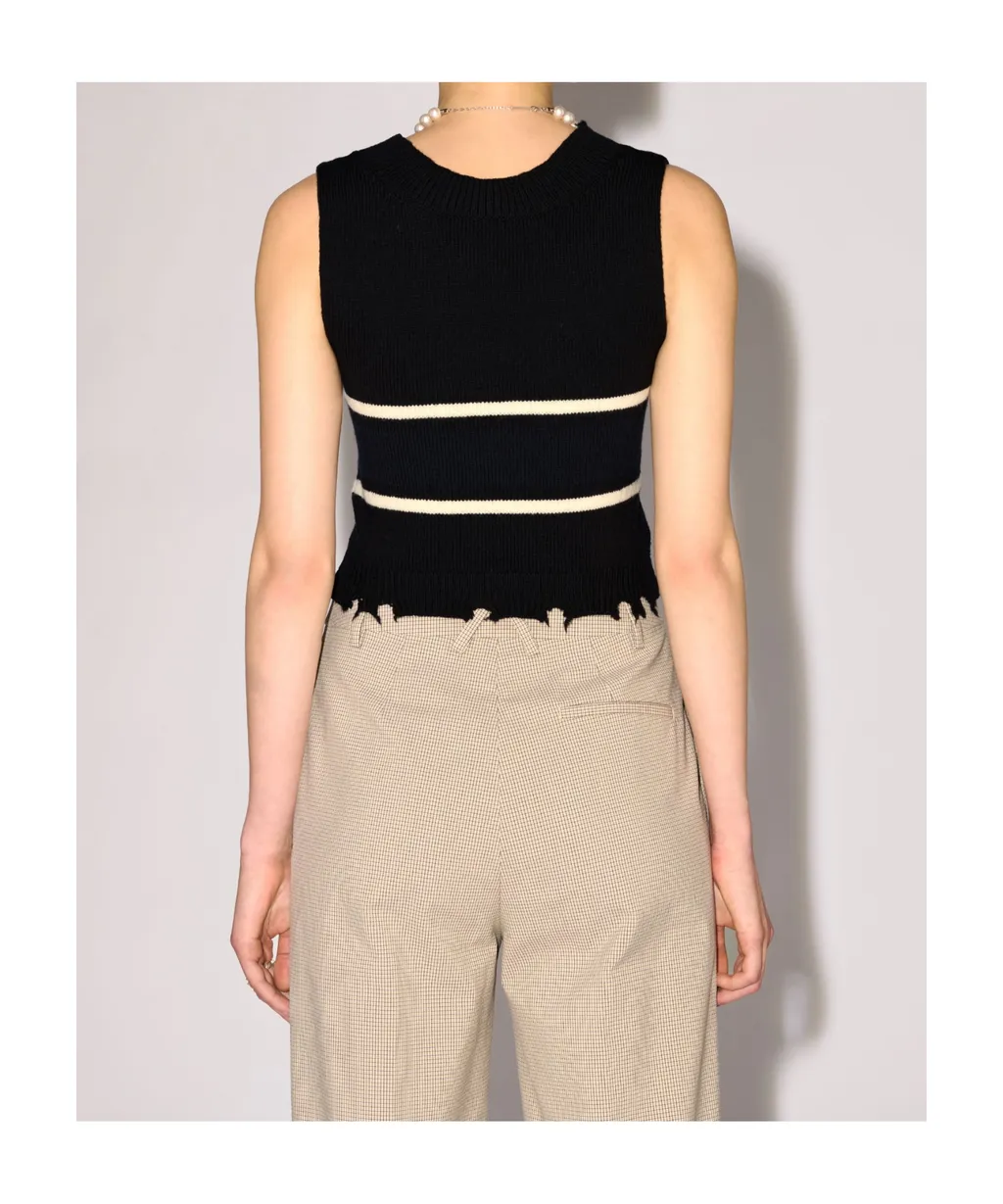 Destroyed Ribbed Crewneck Top