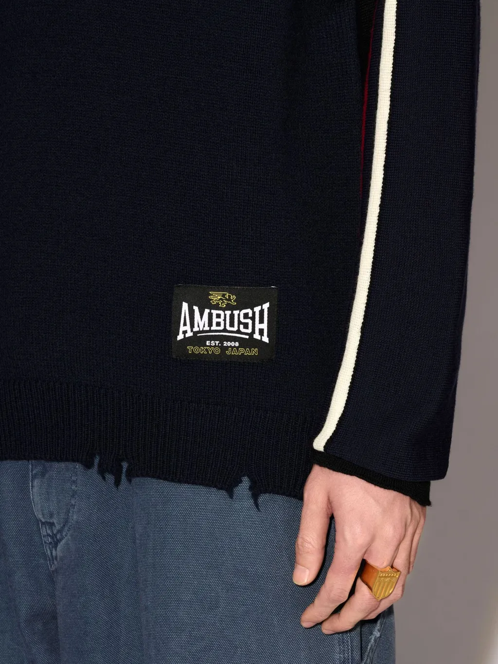 Logo Patch Raw Edge Knitted Vest