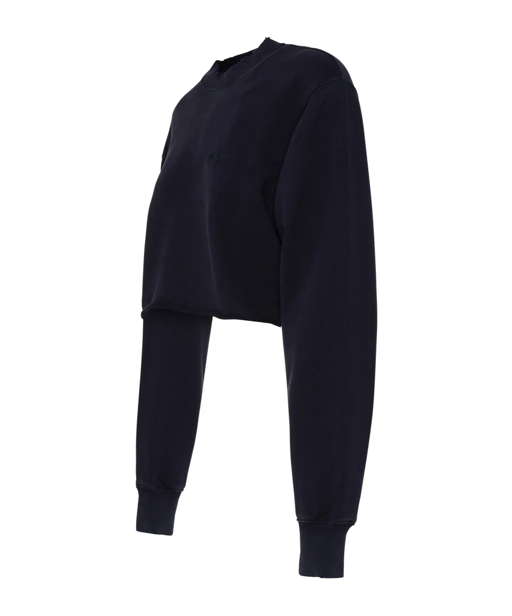 Logo Embroidered Crewneck Cropped Sweatshirt