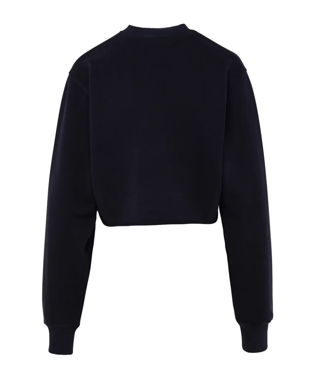 Logo Embroidered Crewneck Cropped Sweatshirt