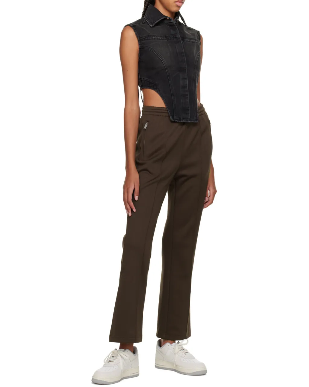 Pintuck Slit-Detail Track Pants