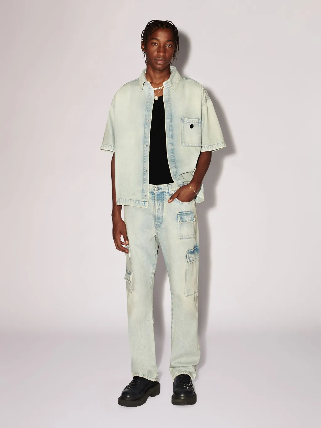 Slim Denim Cargo Jeans