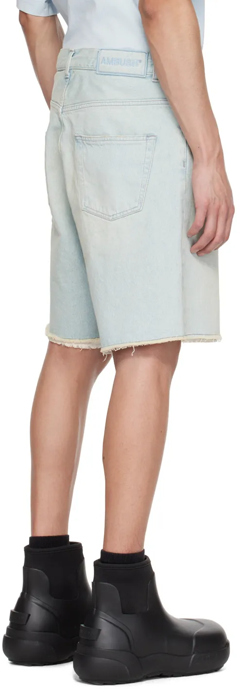 Raw-Edge Denim Shorts