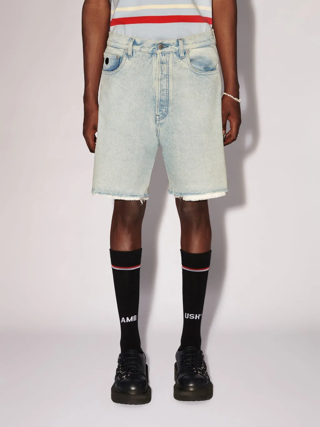 Raw-Edge Denim Shorts