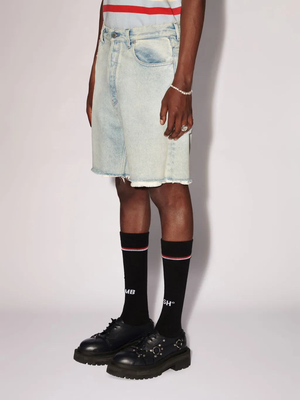 Raw-Edge Denim Shorts