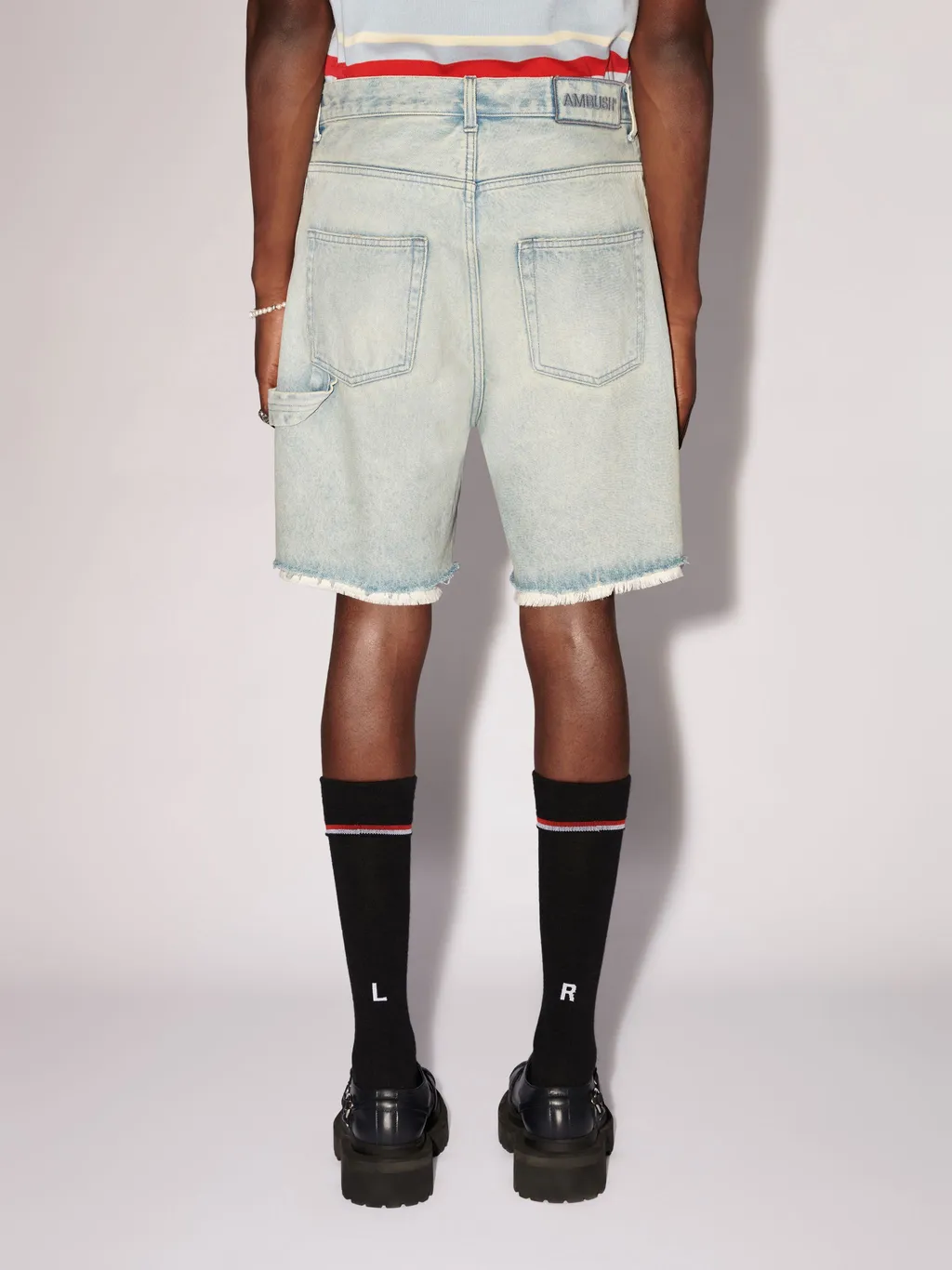 Raw-Edge Denim Shorts