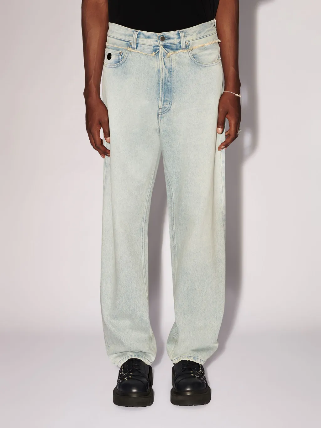 Frayed Straight-Leg Jeans