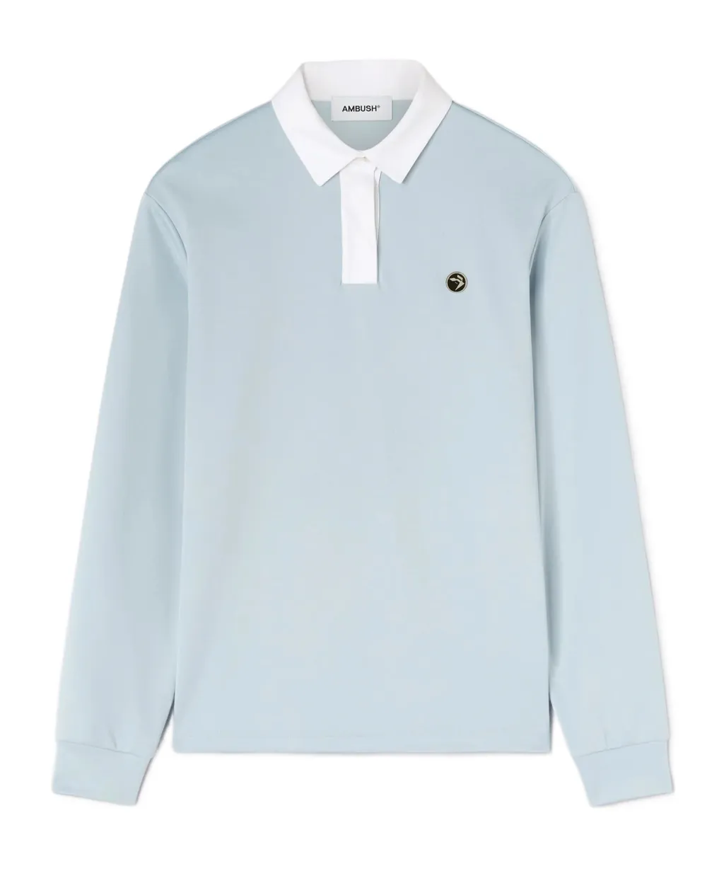 Logo Plaque Long Sleeved Polo Shirt