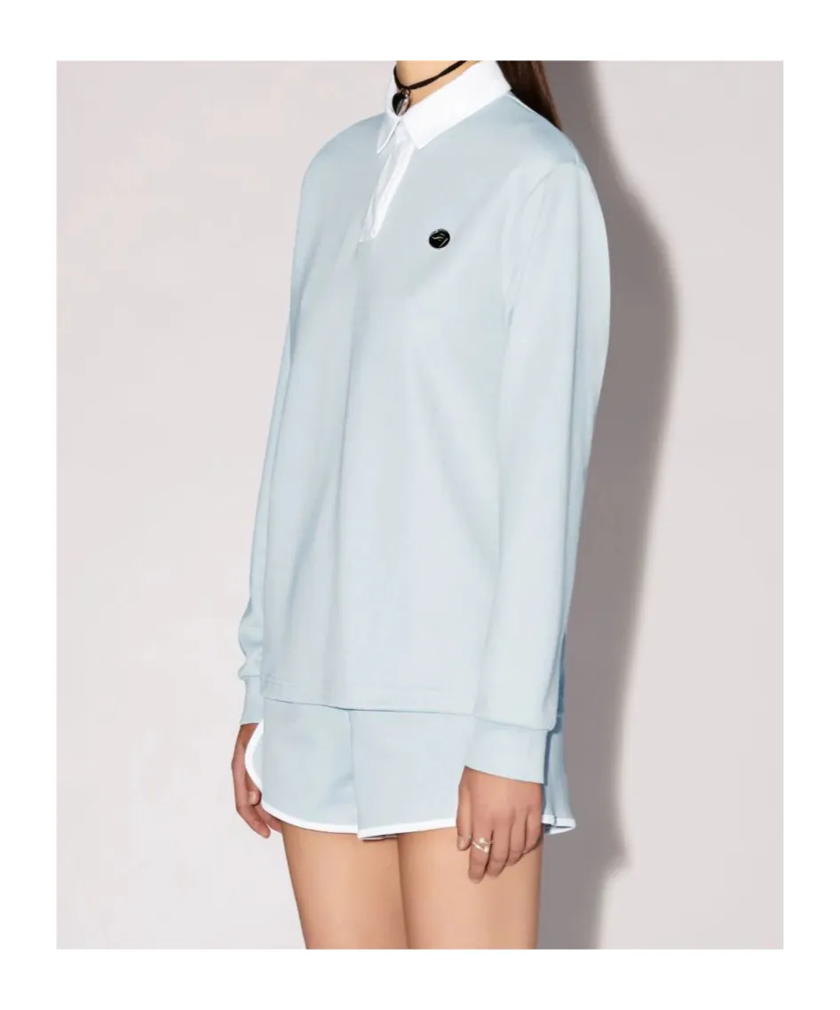 Logo Plaque Long Sleeved Polo Shirt