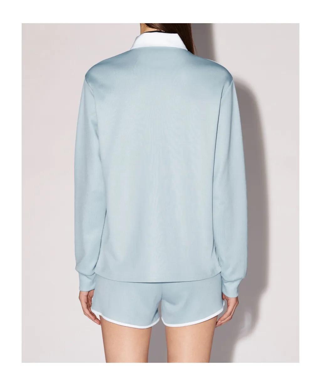 Logo Plaque Long Sleeved Polo Shirt