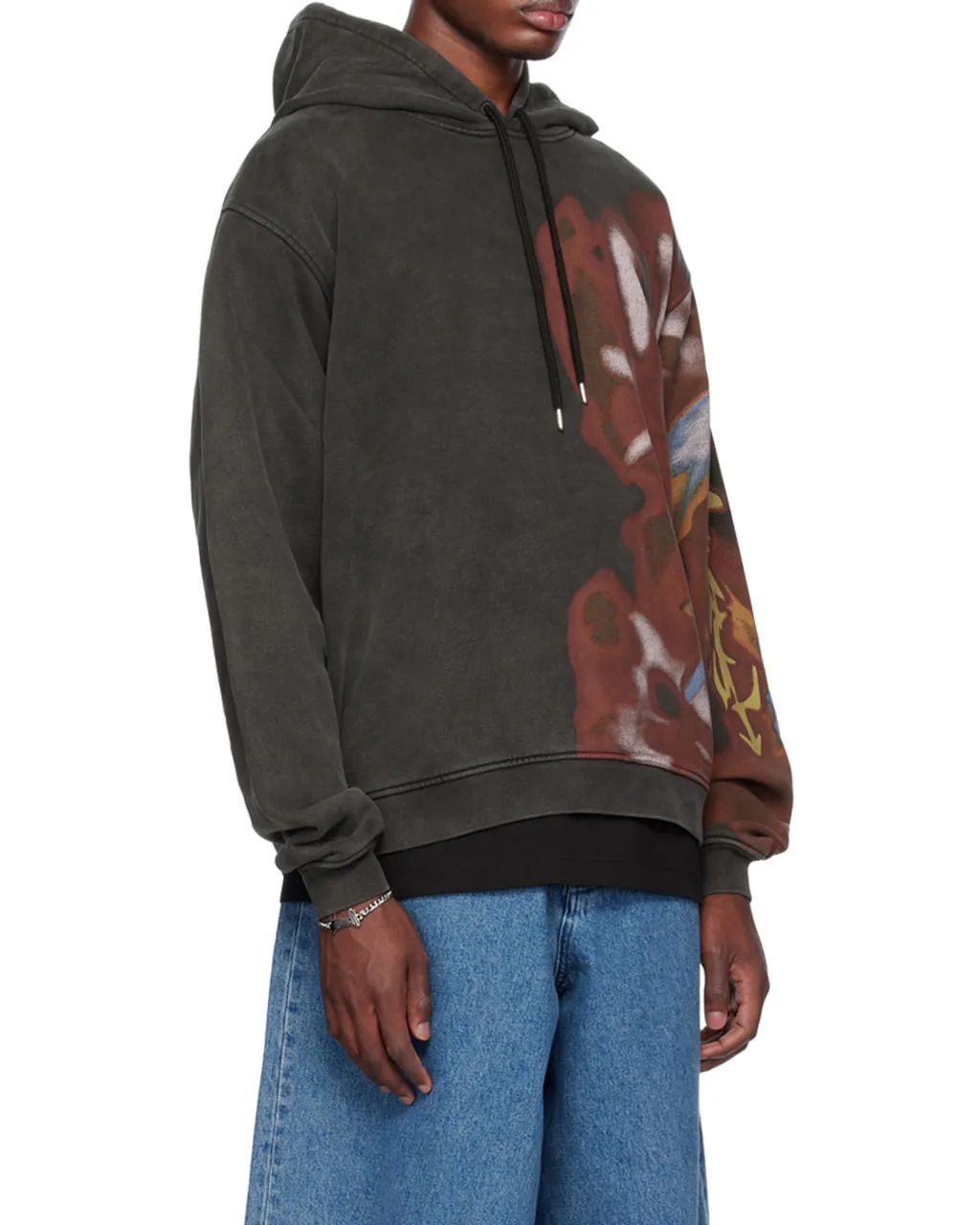 Graphic-Printed Drawstring Hoodie