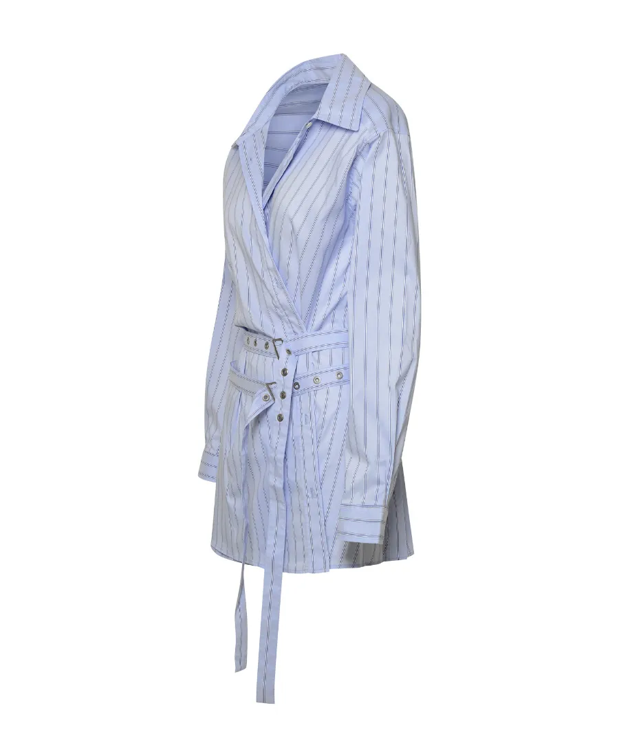 Striped Belted Mini Shirt Dress