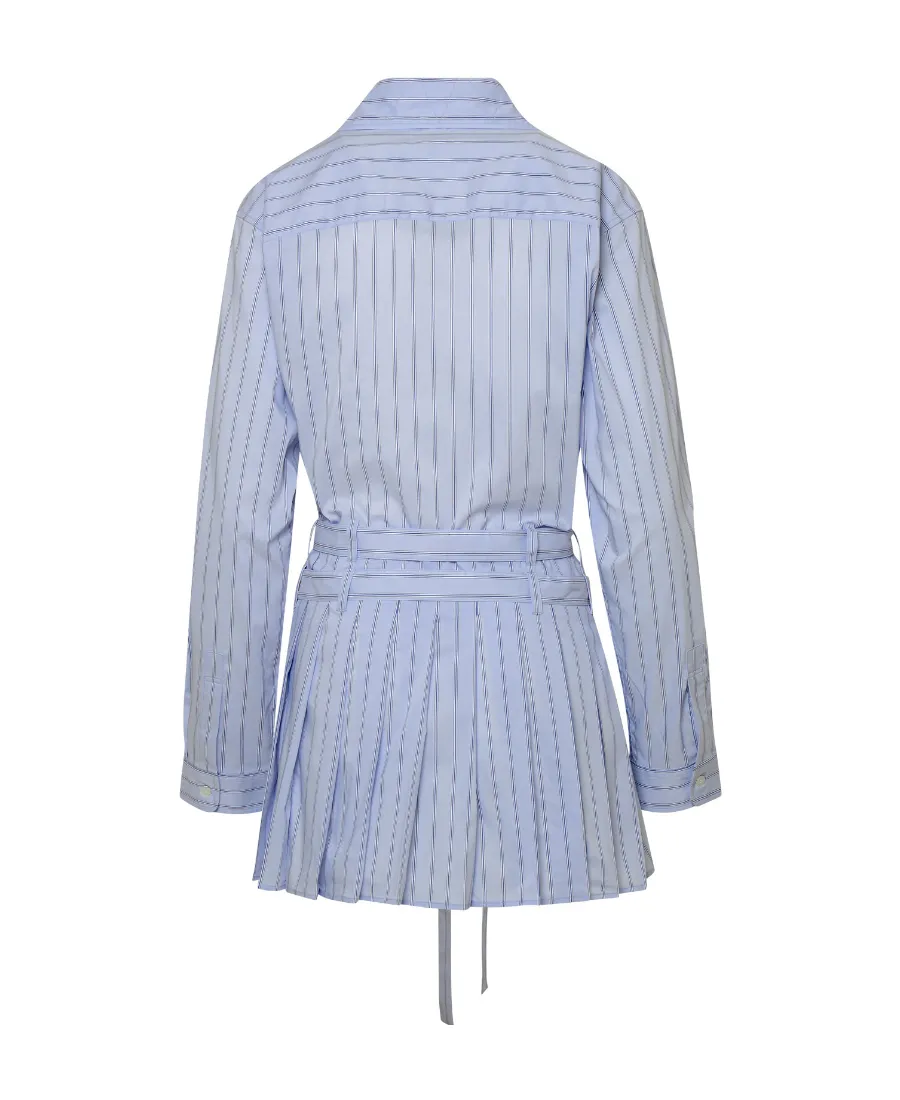 Striped Belted Mini Shirt Dress