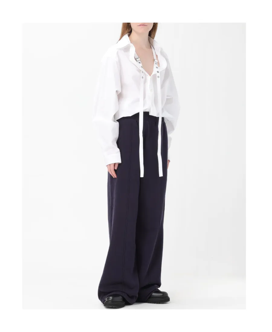 Straight-Leg Elasticated-Waistband Trousers