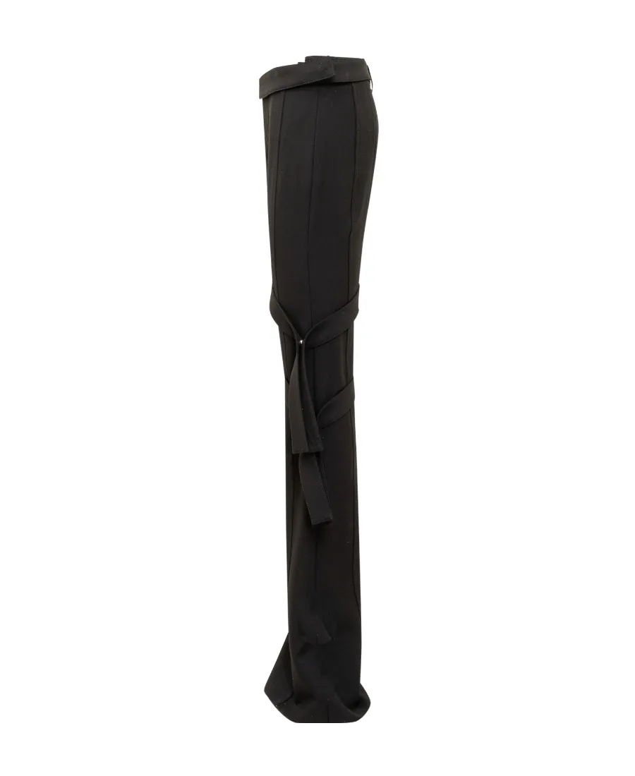 Strap-Detail Mid-Rise Flared Trousers