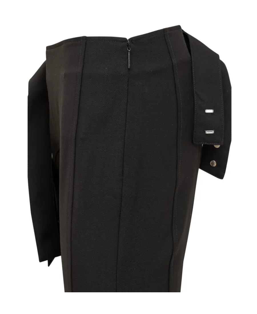 Strap-Detail Mid-Rise Flared Trousers