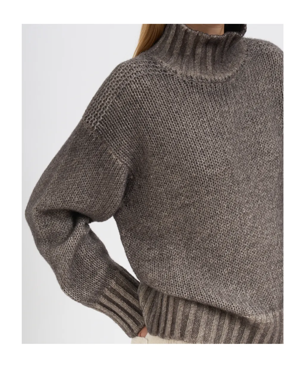 High-Neck Ribbed Sweater