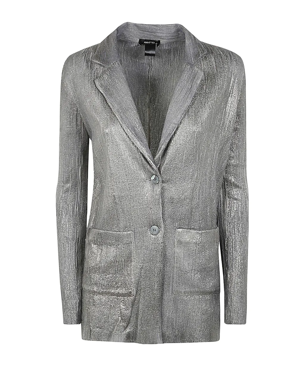 Plissé Single-Breasted Blazer