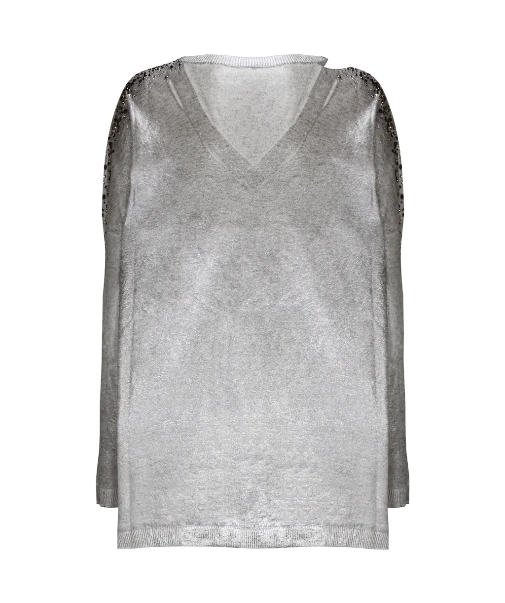 Lurex-Detail Crystal-Embellished Jumper