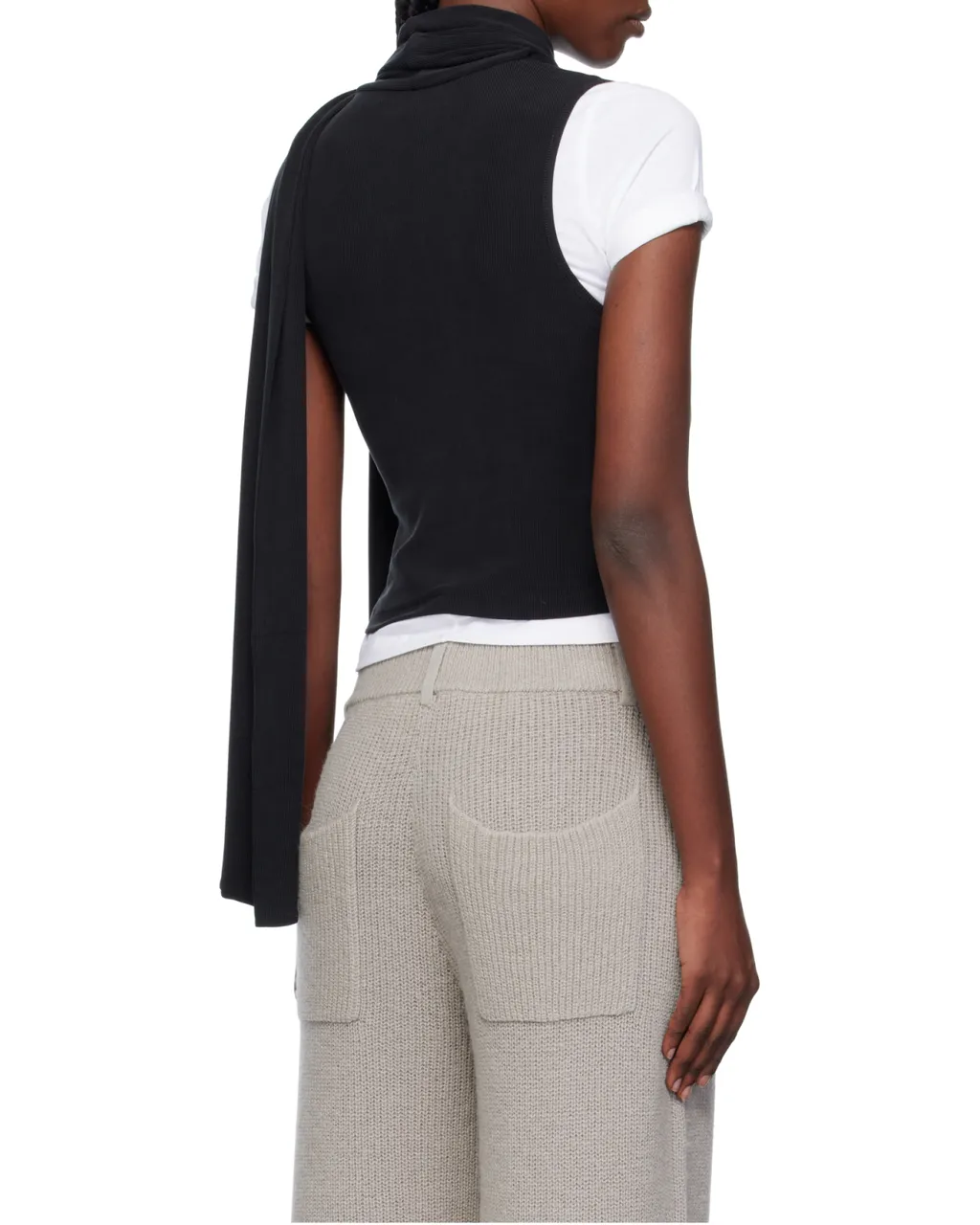 Scarf-Detail Scoop-Neck Blouse