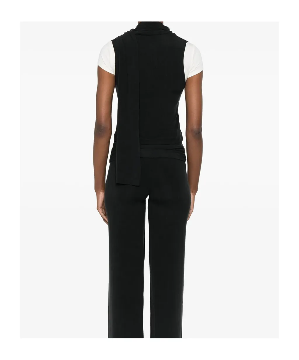 Scarf-Detail Scoop-Neck Blouse