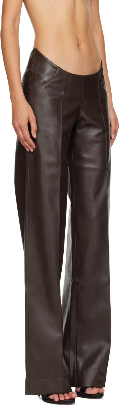 Polished Faux Leather Casual Pants