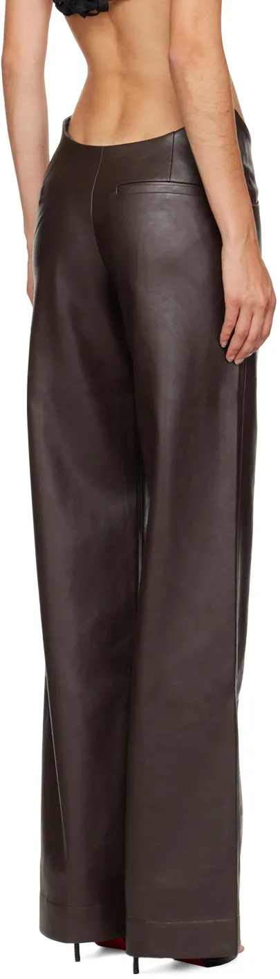 Polished Faux Leather Casual Pants