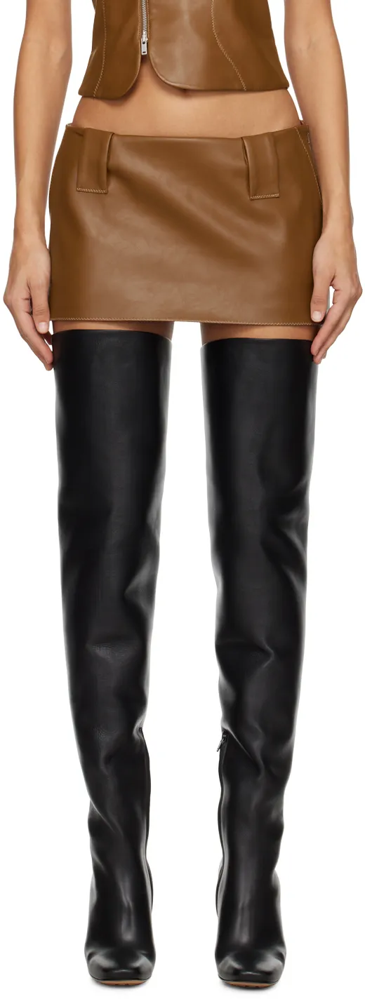 Polished Synthetic Leather Short Skirt