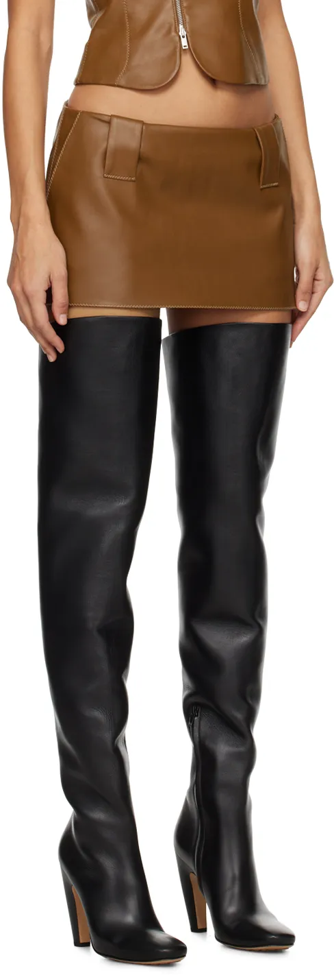 Polished Synthetic Leather Short Skirt
