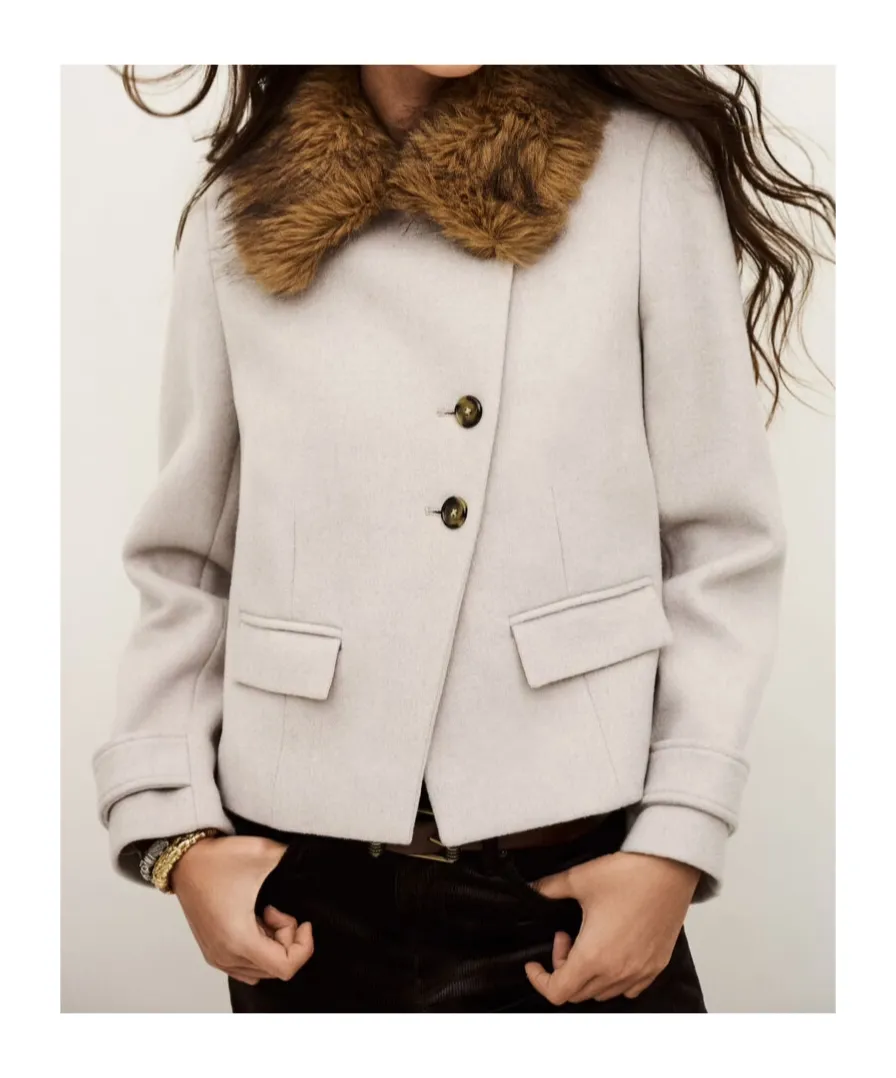 Terry Fur-Trimmed Coat