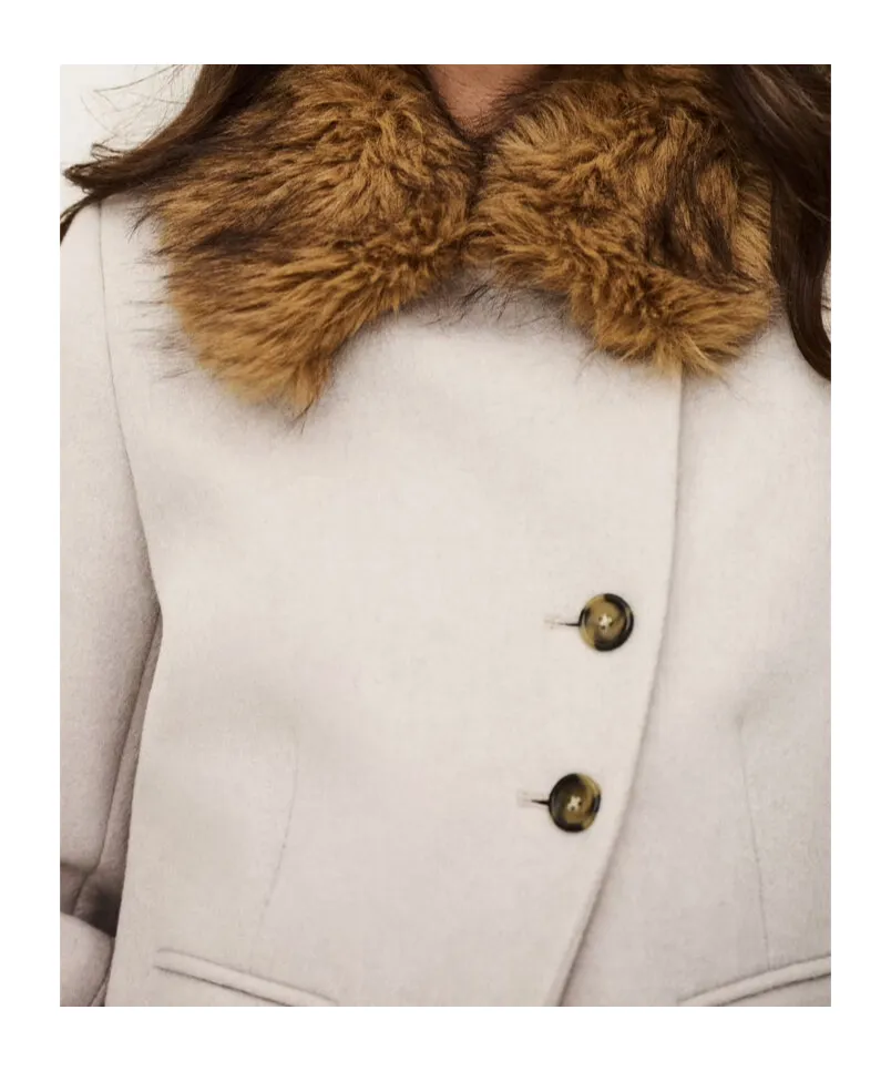 Terry Fur-Trimmed Coat