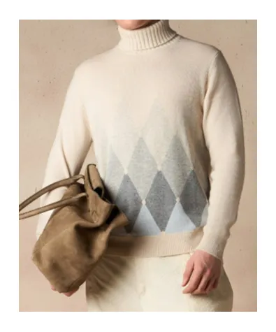 Argyle Roll-Neck Sweater
