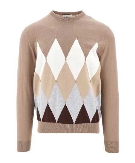 Geometric-Print Fine-Knit Jumper