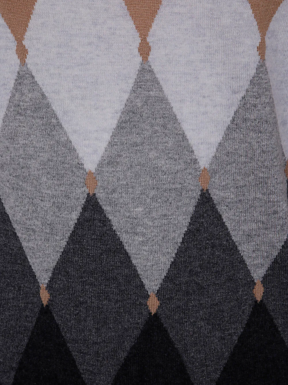 Diamond-Pattern V-Neck Sweater
