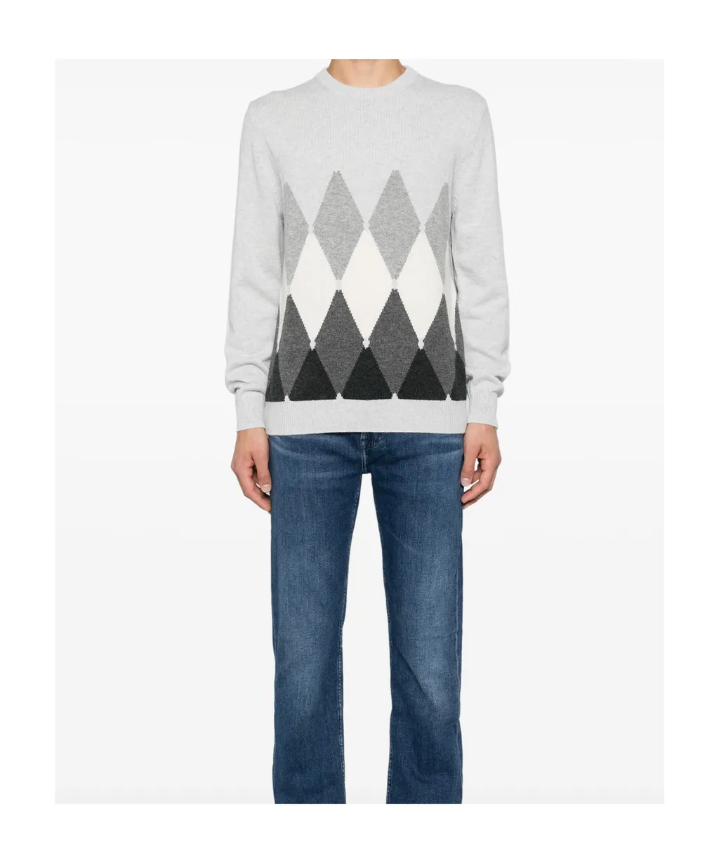 Diamond-Pattern Crewneck Jumper
