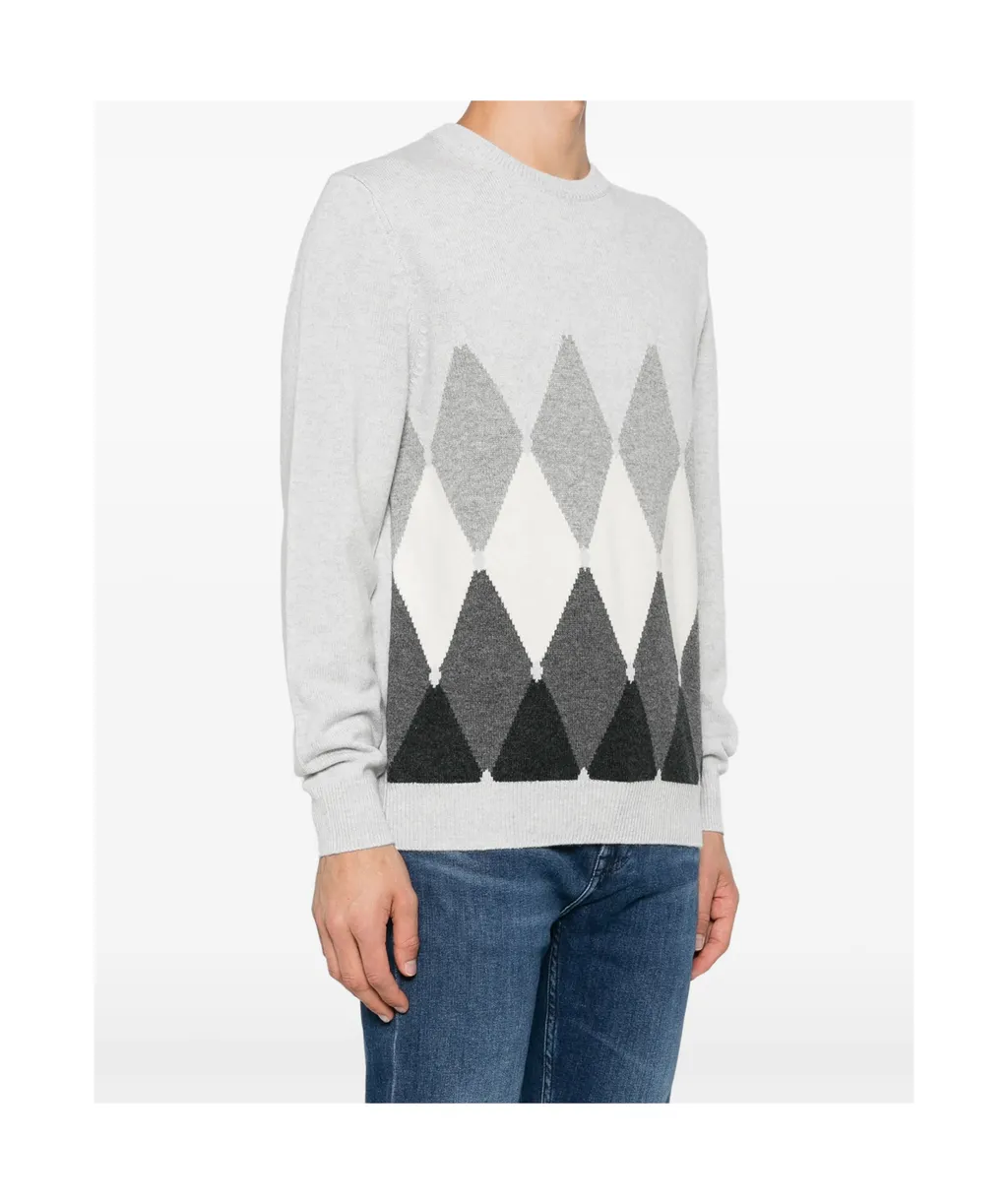 Diamond-Pattern Crewneck Jumper