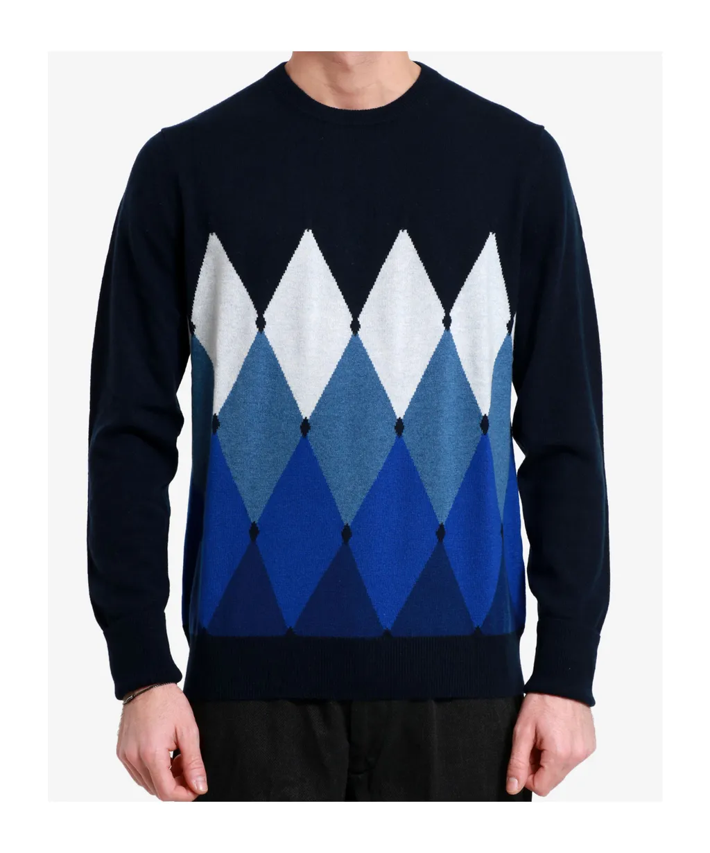 Diamond-Printed Round Neck Jumper