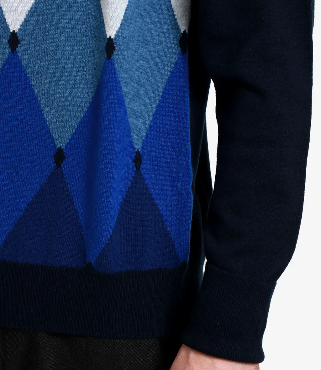 Diamond-Printed Round Neck Jumper