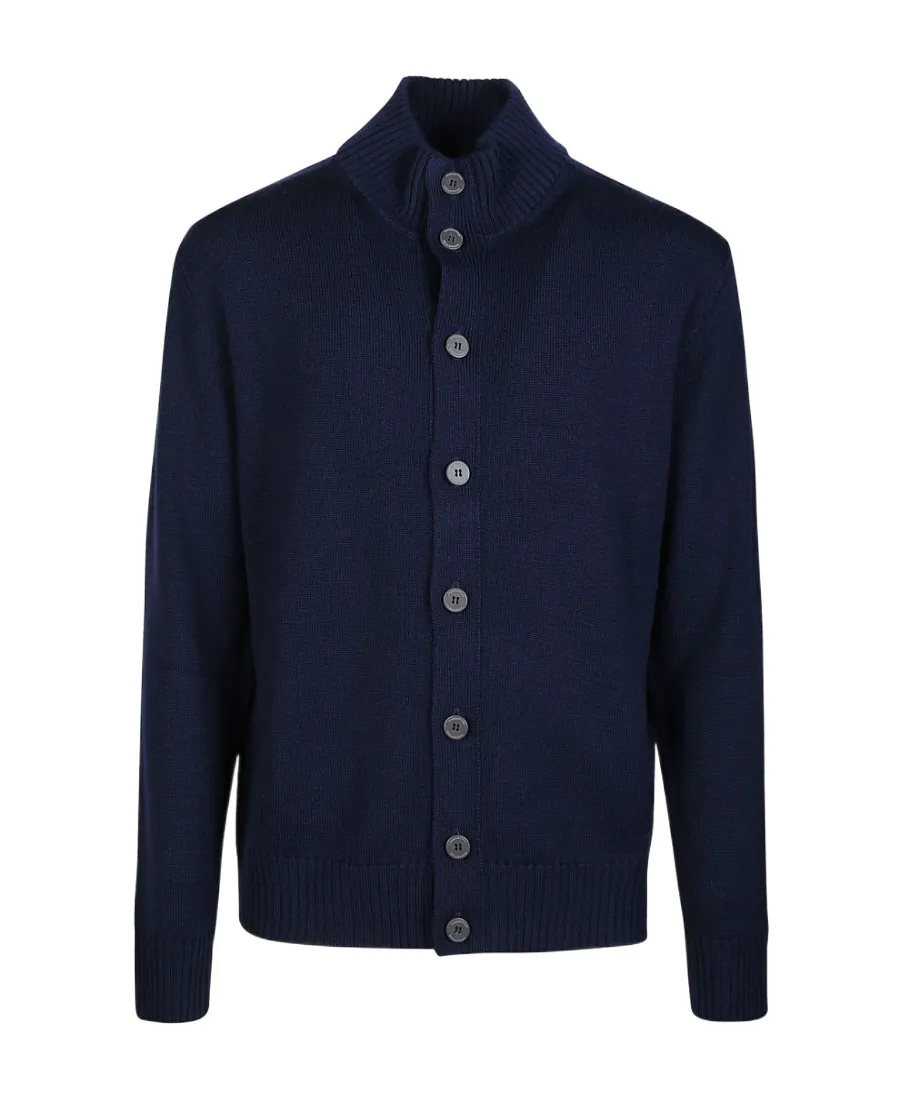 High-Neck Buttoned Sweater