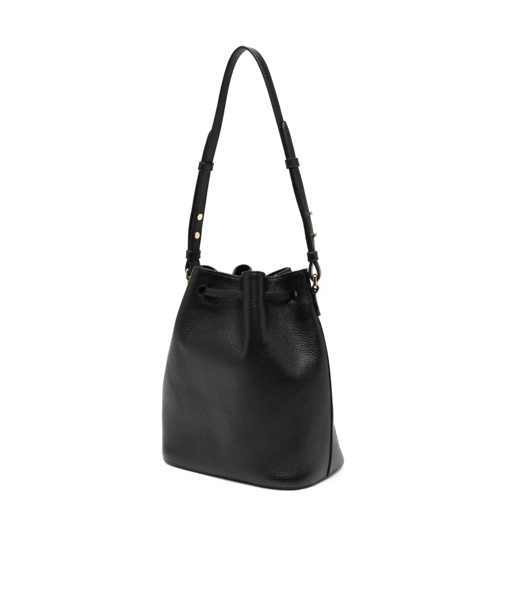 Leather Drawstring Bucket Bag