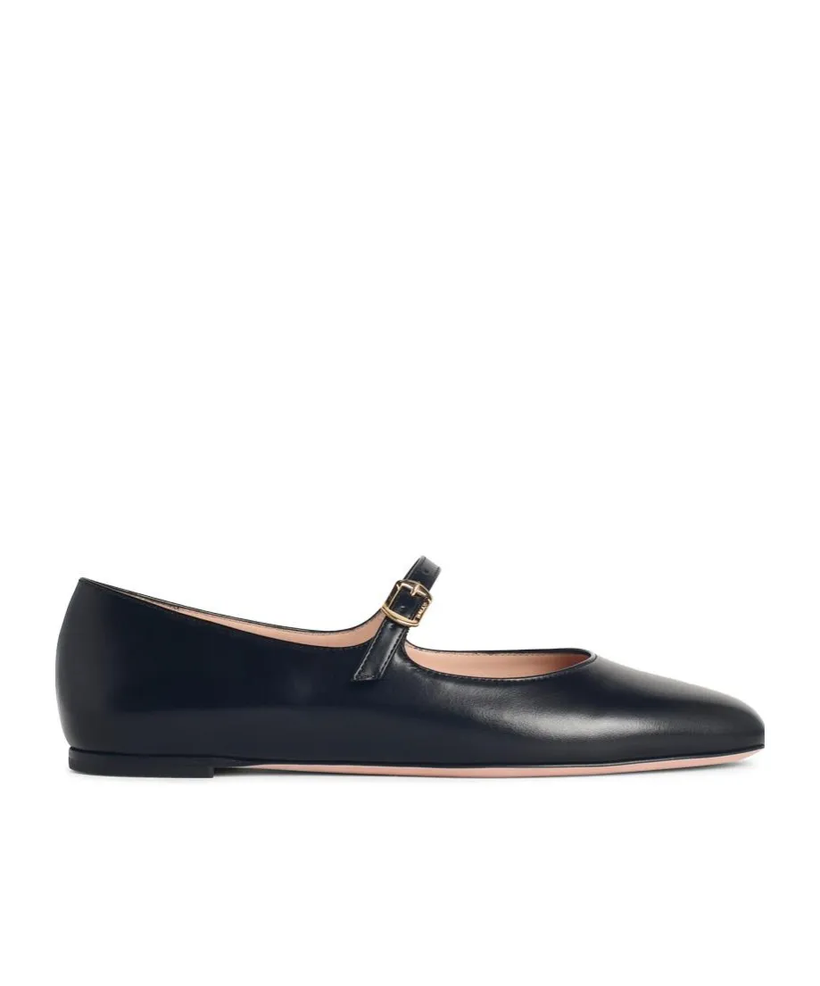 Ballyrina Black Leather Ballet Flats