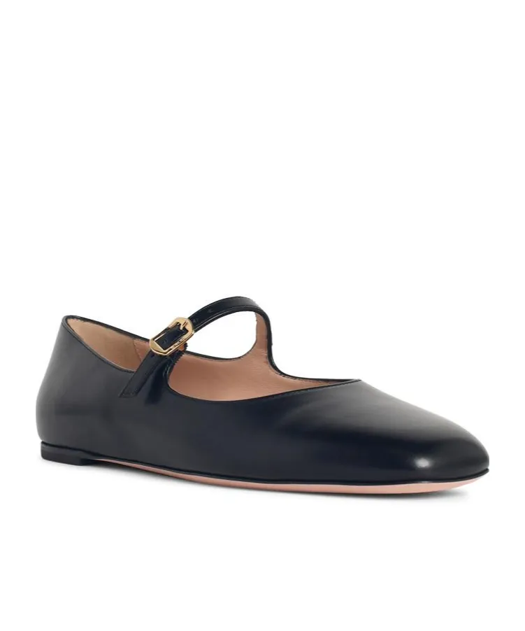 Ballyrina Black Leather Ballet Flats