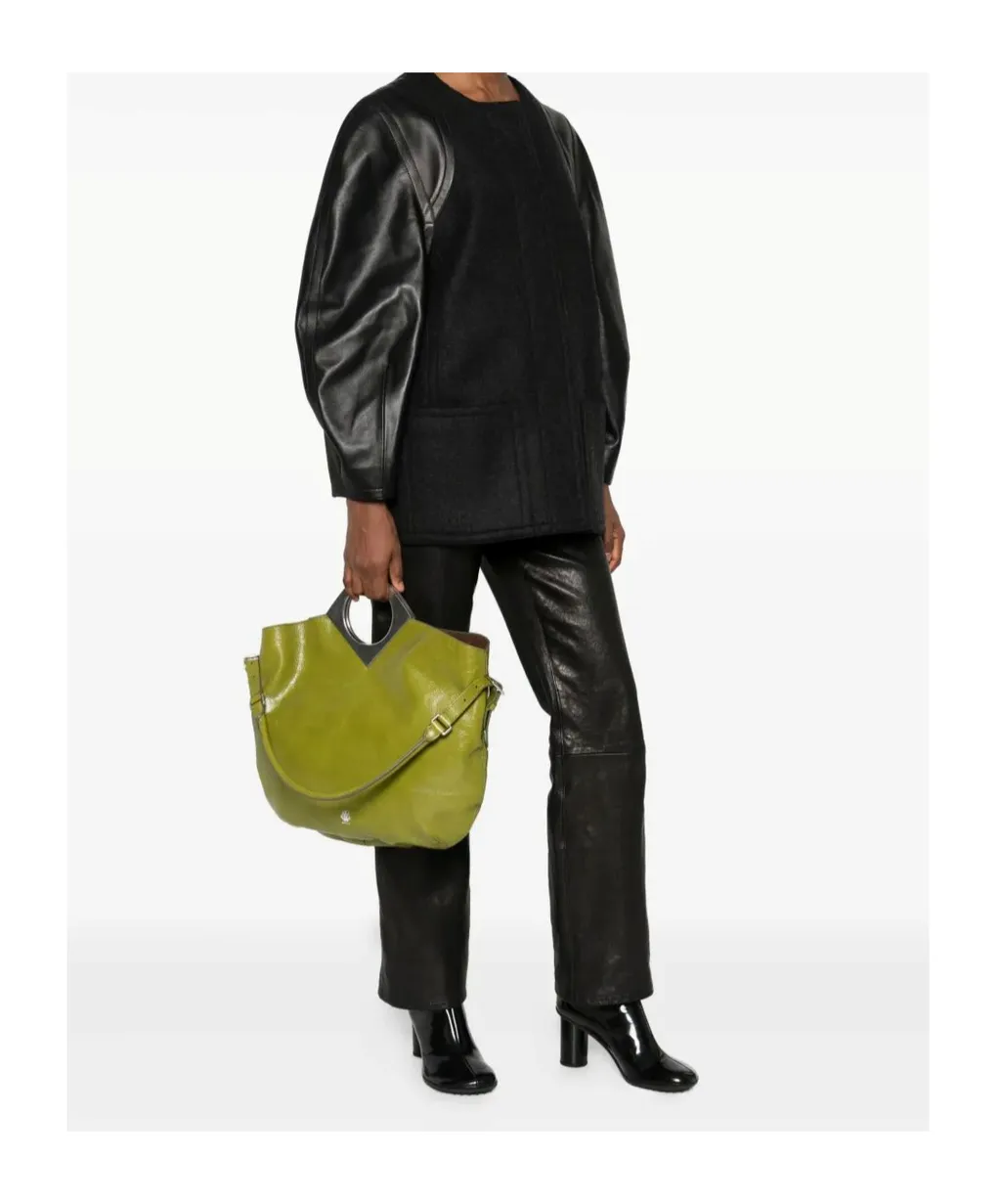 Anni Moon Circular-Handle Leather Tote Bag
