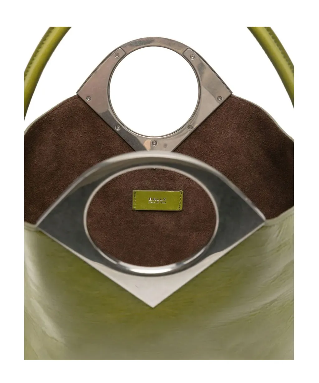 Anni Moon Circular-Handle Leather Tote Bag