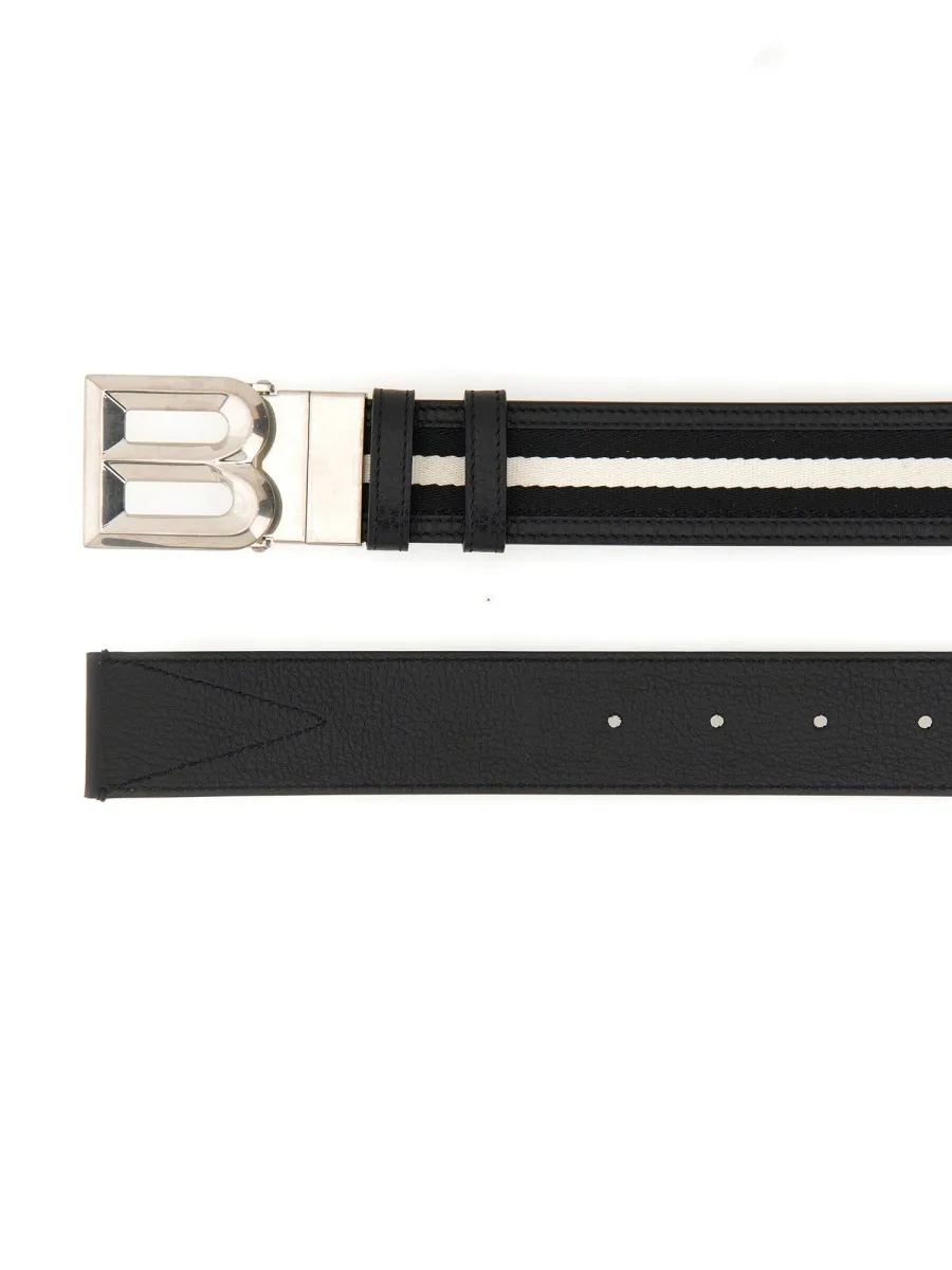 Logo-Buckle Stripe-Detailed Belt