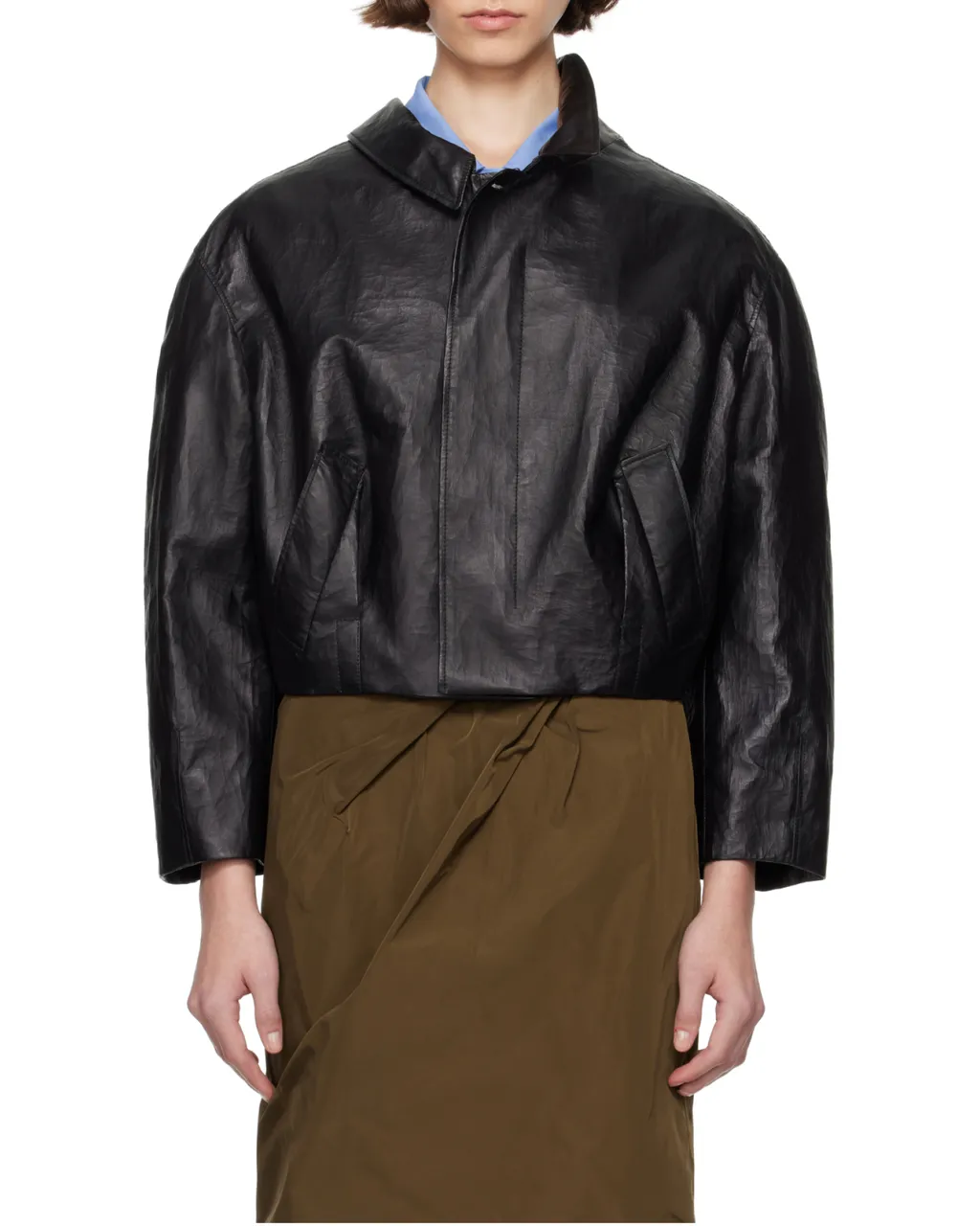 Long-Sleeved Leather Jacket